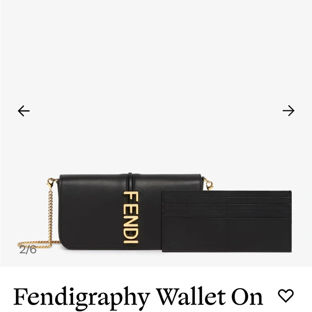 Fendi Black Wallet with Gold Chain - Picture 2 of 12